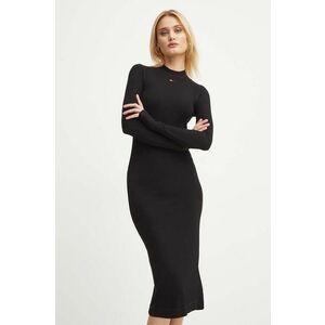 Diesel rochie D-MOKKY-LS-MICRODIV culoarea negru, midi, mulata, A14954.0BLAN imagine