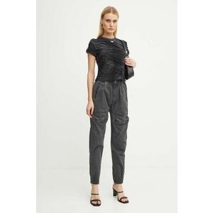 Diesel pantaloni P-RIDE femei, culoarea gri, high waist, A14539.0SKAM imagine