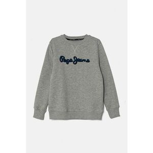 Pepe Jeans hanorac de bumbac pentru copii NEW LAMONTY CREW culoarea gri, cu imprimeu, PB581613 imagine