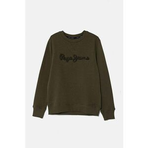 Pepe Jeans hanorac de bumbac pentru copii NEW LAMONTY CREW culoarea verde, cu imprimeu, PB581613 imagine