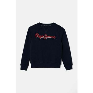 Pepe Jeans hanorac de bumbac pentru copii NEW LAMONTY CREW culoarea albastru marin, cu imprimeu, PB581613 imagine