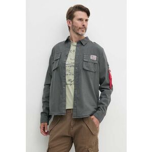 Alpha Industries camasa din bumbac barbati, culoarea gri, cu guler clasic, regular, 138420 imagine