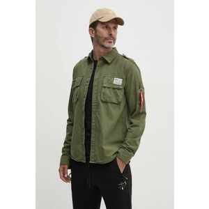 Alpha Industries camasa din bumbac barbati, culoarea verde, cu guler clasic, regular, 138420 imagine