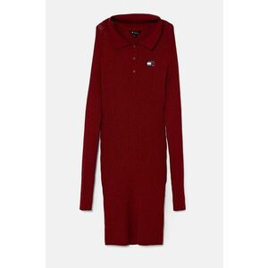 Tommy Jeans rochie culoarea bordo, mini, mulata, DW0DW18734 imagine