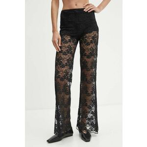 The Kooples pantaloni femei, culoarea negru, evazati, high waist, FPAN29001K imagine