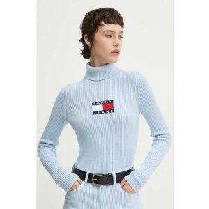 Tommy Jeans pulover din amestec de lana femei, cu guler, DW0DW18678 imagine