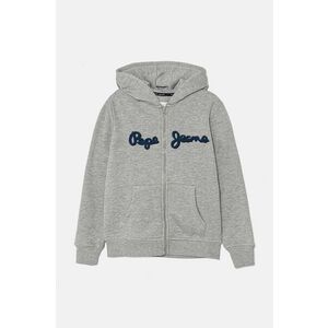 Pepe Jeans bluza copii NEW LAMONTY ZIP culoarea gri, cu glugă, melanj, PB581612 imagine