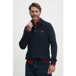 Aeronautica Militare pulover de bumbac culoarea albastru marin, cu turtleneck, MA1452L409 imagine