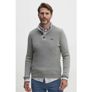 Aeronautica Militare pulover de bumbac culoarea gri, cu turtleneck, MA1452L409 imagine