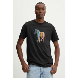 PS Paul Smith tricou din bumbac barbati, culoarea negru, cu imprimeu, M2R.011R.NP4806 imagine