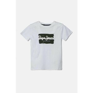 Pepe Jeans tricou de bumbac pentru copii BAIRON culoarea alb, cu imprimeu, PB503905 imagine