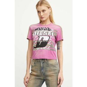 Diesel tricou din bumbac T-UNCUTIE-STRIPE femei, culoarea violet, A14282.0NMAU imagine