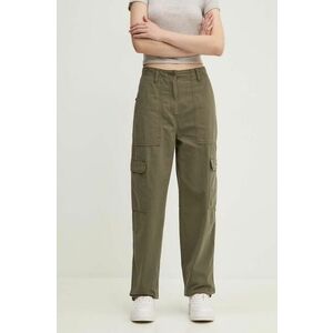 Tommy Jeans pantaloni de bumbac culoarea verde, fason cargo, high waist, DW0DW18510 imagine