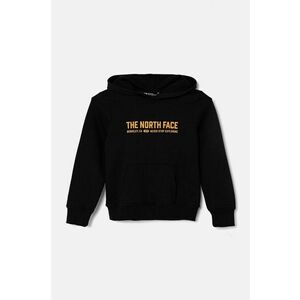 The North Face hanorac de bumbac pentru copii VARSITGRAPHIC RELAXED HOODIE culoarea negru, cu glugă, cu imprimeu, NF0A89HBJK31 imagine