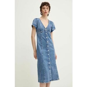 Tommy Jeans rochie jeans midi, evazati, DW0DW18666 imagine