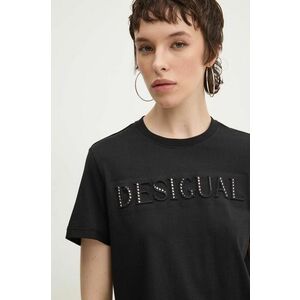 Desigual tricou din bumbac BRANDY femei, culoarea negru, 24WWTK24 imagine