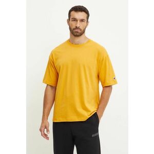 Champion tricou din bumbac barbati, culoarea galben, neted, 219632 imagine