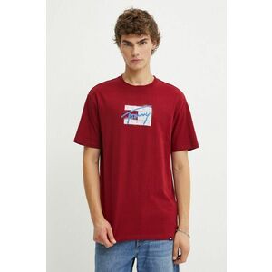 Tommy Jeans tricou barbati, culoarea bordo, cu imprimeu, DM0DM18528 imagine