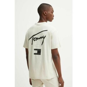 Tommy Jeans tricou barbati, culoarea bej, cu imprimeu, DM0DM18529 imagine