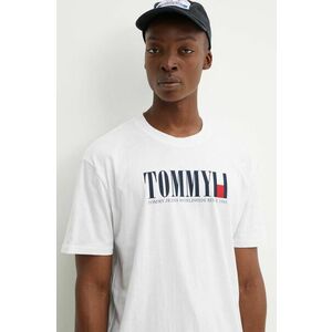 Tommy Jeans tricou barbati, culoarea alb, cu imprimeu, DM0DM18533 imagine