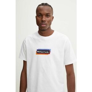 PS Paul Smith tricou din bumbac barbati, culoarea bej, cu imprimeu, M2R.011R.NP4808 imagine