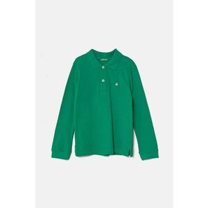 United Colors of Benetton longsleeve din bumbac pentru copii culoarea verde, neted, 3089G3009 imagine