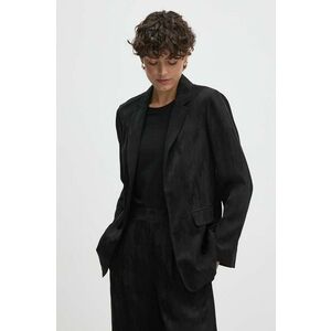 Sisley blazer din amestec de in culoarea negru, desfacut, neted, 23MELW02A imagine