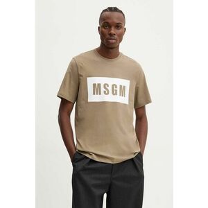 MSGM tricou din bumbac barbati, culoarea verde, cu imprimeu, 3740MM520.247798 imagine