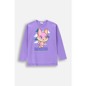 Coccodrillo longsleeve din bumbac pentru copii culoarea violet, EVERYDAY GIRL imagine