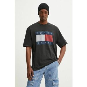 Tommy Jeans tricou din bumbac barbati, culoarea negru, cu imprimeu, DM0DM18547 imagine