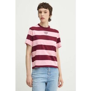 Tommy Jeans tricou din bumbac femei, culoarea bordo, DW0DW18799 imagine