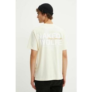 Naked Wolfe tricou din bumbac barbati, culoarea bej, cu imprimeu, classic.tee imagine