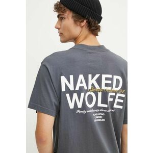 Naked Wolfe tricou din bumbac barbati, culoarea gri, cu imprimeu, classic.tee imagine