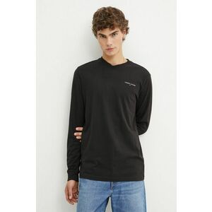 Tommy Jeans longsleeve din bumbac culoarea negru, cu imprimeu, DM0DM18551 imagine