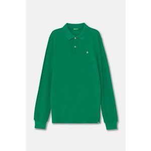 United Colors of Benetton longsleeve din bumbac pentru copii culoarea verde, neted, 3089C300Z imagine