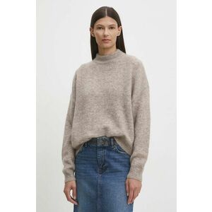 Gestuz pulover de lana femei, culoarea bej, cu turtleneck, 10909330 imagine