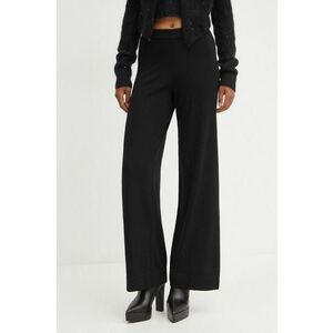 Liviana Conti pantaloni de lana culoarea negru, lat, high waist, CNTA16 imagine