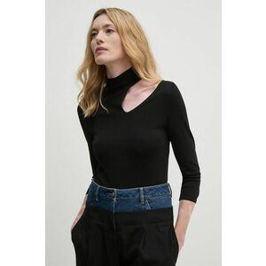 Sisley bluza femei, culoarea negru, neted, 1WTHM1055 imagine