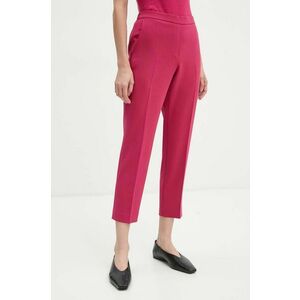 Theory pantaloni femei, culoarea roz, mulata, high waist imagine