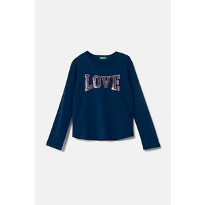 United Colors of Benetton longsleeve din bumbac pentru copii culoarea albastru marin, 3I1XC10KC imagine