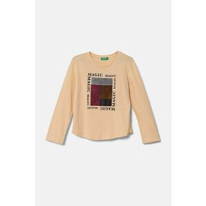 United Colors of Benetton longsleeve din bumbac pentru copii culoarea bej, 3I1XC10KC imagine