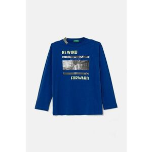 United Colors of Benetton longsleeve din bumbac pentru copii culoarea albastru marin, cu imprimeu, 3I1XC10K1 imagine