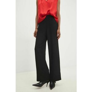 Answear Lab pantaloni din in culoarea negru, drept, high waist imagine