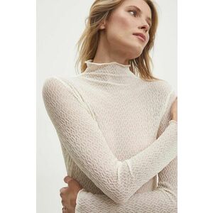 Answear Lab longsleeve culoarea bej, cu turtleneck imagine