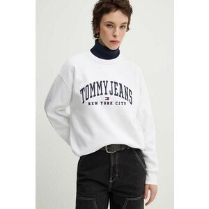 Tommy Jeans bluza femei, culoarea alb, cu imprimeu, DW0DW19824 imagine