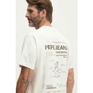 Pepe Jeans tricou din bumbac AUSTIN barbati, culoarea alb, cu imprimeu, PM509631 imagine