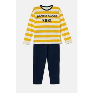 United Colors of Benetton pijamale de bumbac pentru copii culoarea galben, cu imprimeu, 3D720P07B imagine