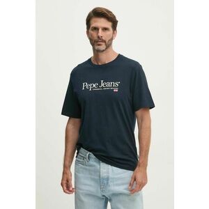 Pepe Jeans tricou din bumbac ALBERT barbati, culoarea albastru marin, cu imprimeu, PM509432 imagine