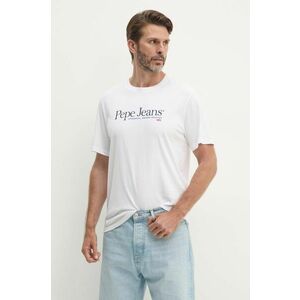 Pepe Jeans tricou din bumbac ALBERT barbati, culoarea alb, cu imprimeu, PM509432 imagine