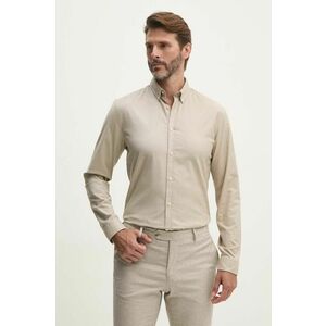 Lindbergh camasa barbati, culoarea bej, cu guler button-down, slim, 30-203174 imagine